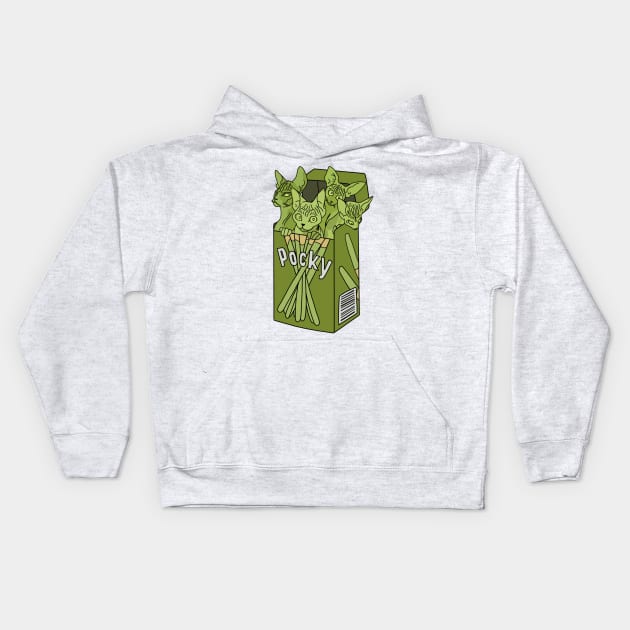 Matcha Pocky Cats Kids Hoodie by phogar